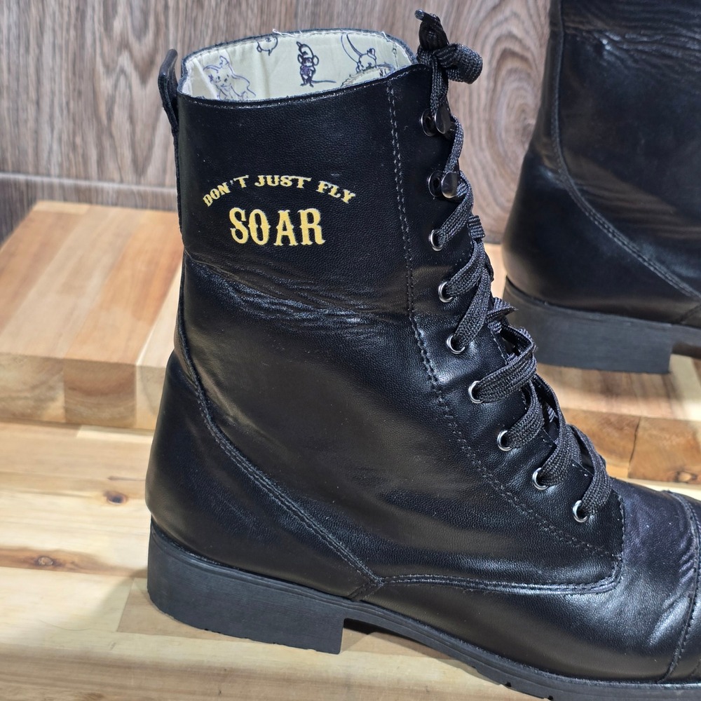 Disney Dumbo Black Combat Boots Dont Just Fly Soar Lace‎ Up Womens 11